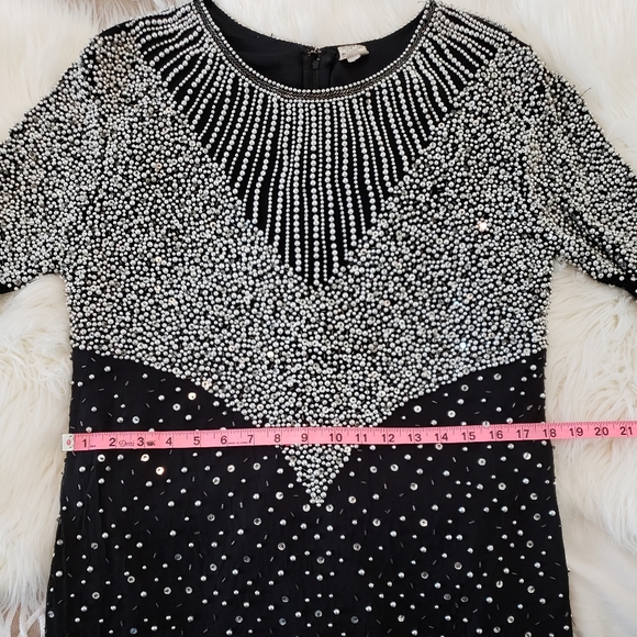 Vintage 1980s Silk Beaded Shift Dress - Picture 11 of 15